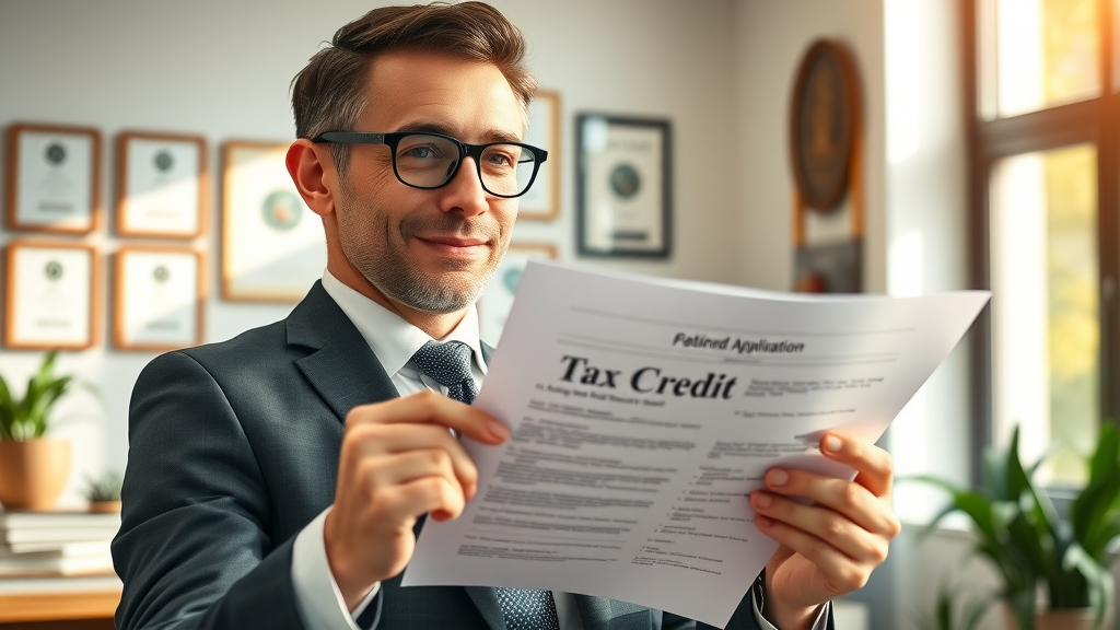 tax credit application entrepreneur reviewing tax plan documentation for small business credits