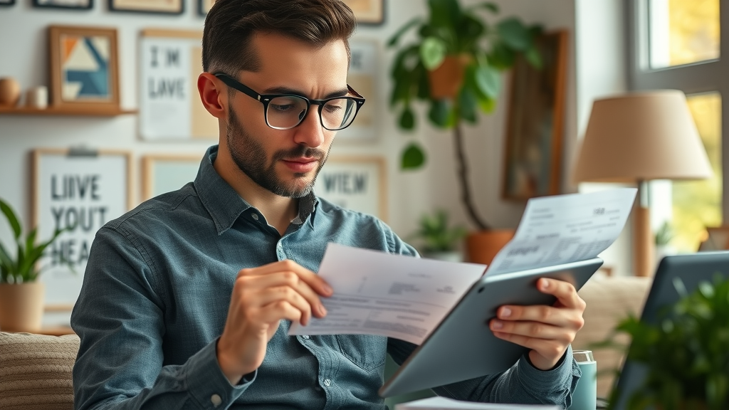 organized entrepreneur categorizing business receipts and expenses for tax deductions in a small business