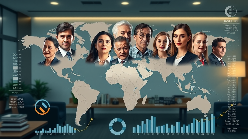 High net worth individuals global distribution infographic with financial icons and world map