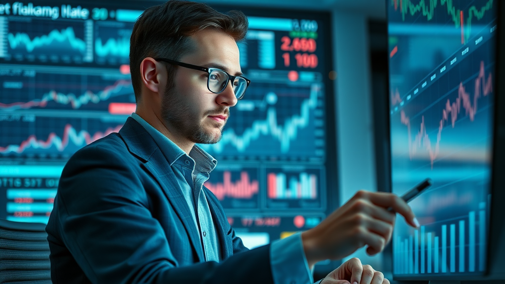 Financial analyst examining economic trends and market data for high net worth individuals
