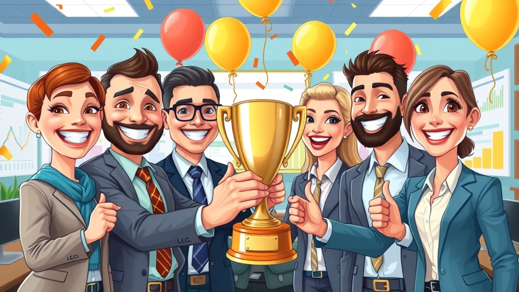 business growth strategy consultant celebrating record business growth with a team