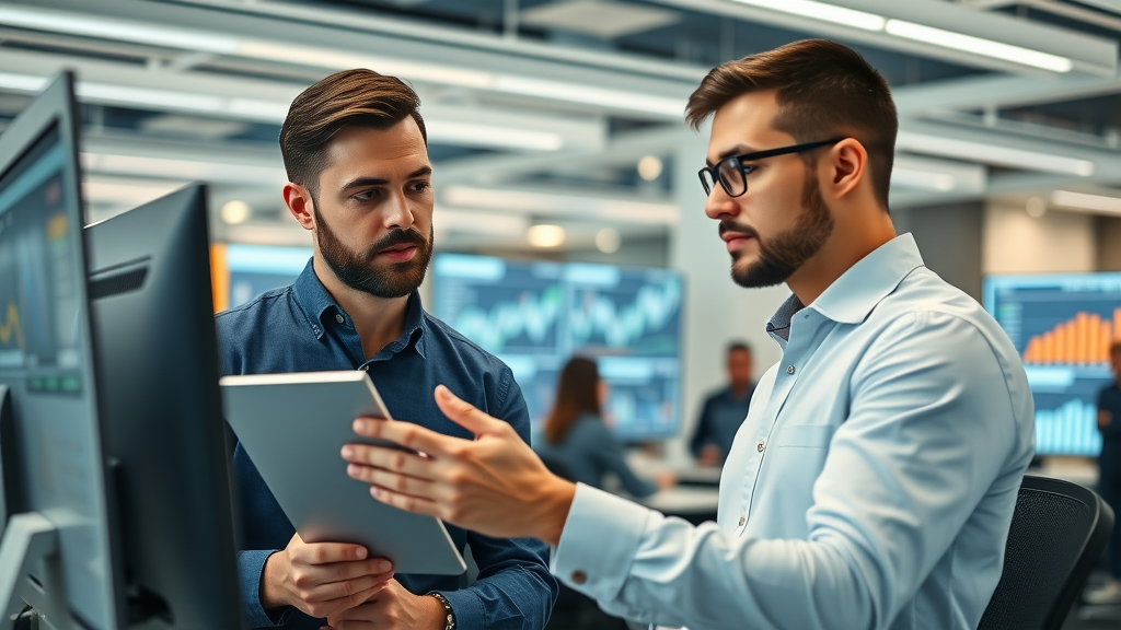 strategy consultants and business growth strategy consultant analyzing financial data and digital dashboards