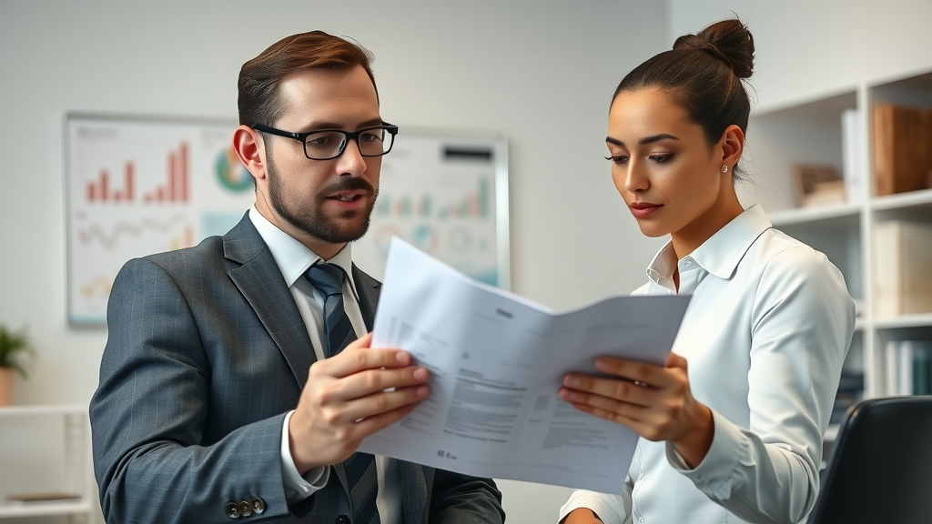tax planning advisor explaining financial documents for comprehensive tax planning and preparation services