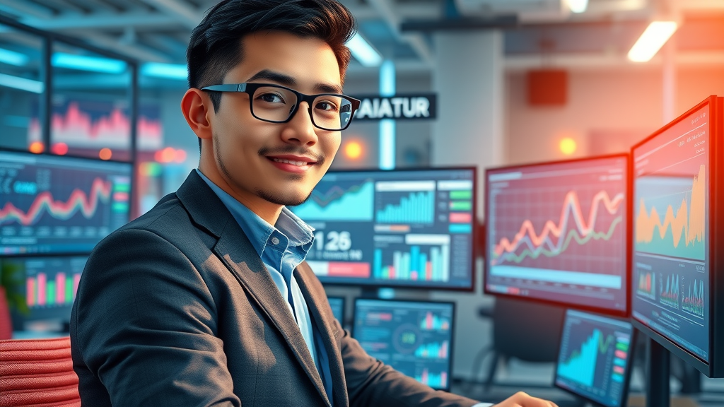 modern entrepreneur implementing digital marketing growth plan strategies in startup office