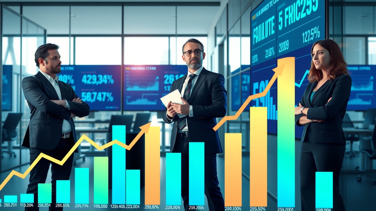 business growth strategies infographic showing business failure and success rates, business professionals with growth charts