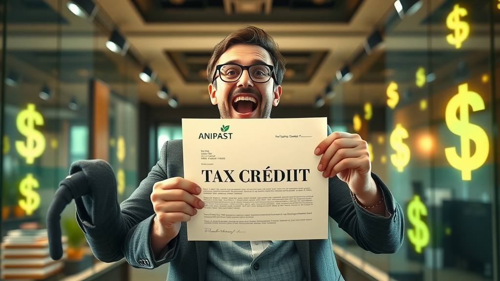 excited entrepreneur holding tax credit approval letter, incentives for high income entrepreneurs and profitable businesses