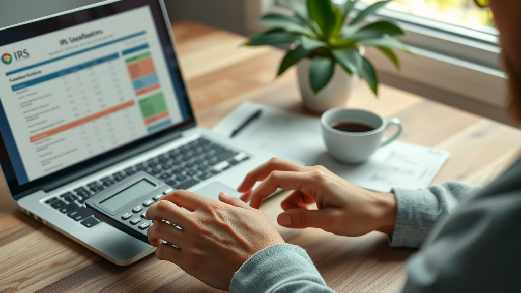 closeup hands calculating tax plan for small business on calculator next to spreadsheets and laptop