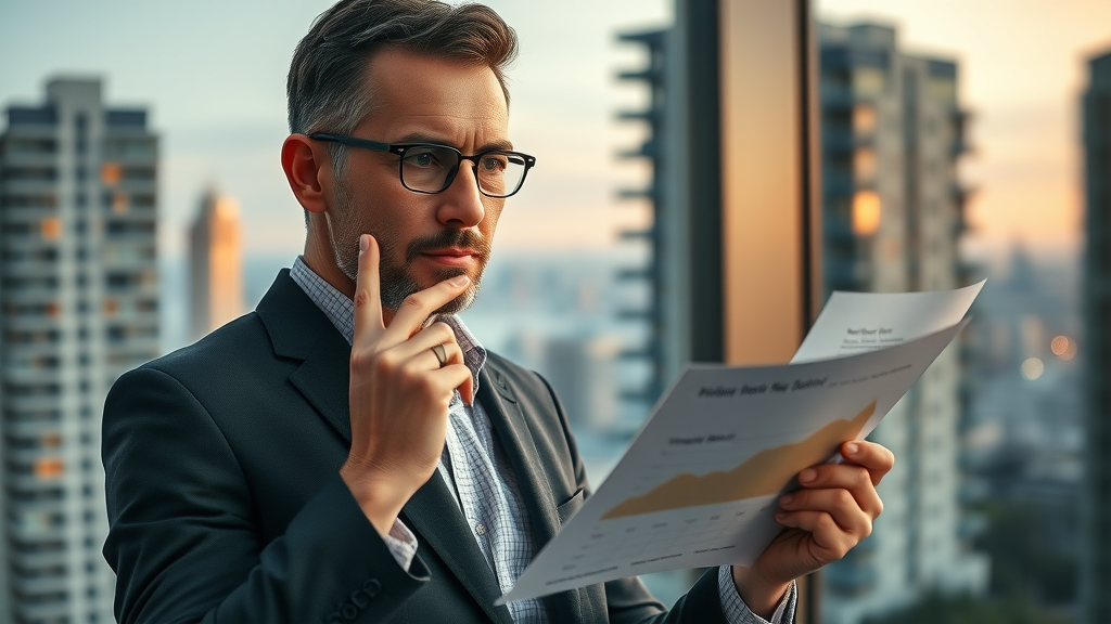 real estate investor analyzing depreciation on property chart, boosting cash flow for profitable business and high income entrepreneurs