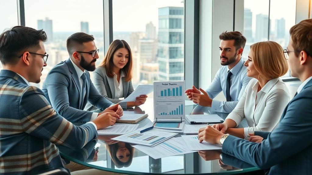 tax planning for entrepreneurs group discussion around business tax documents and charts in a bright office