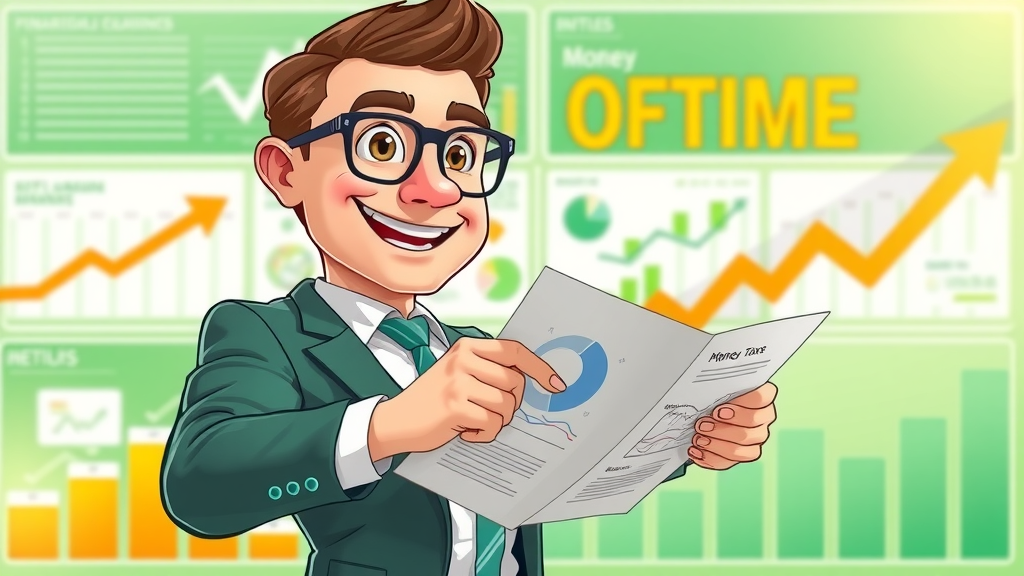 Business owner reviewing money growth and tax optimization illustrated with charts and arrows